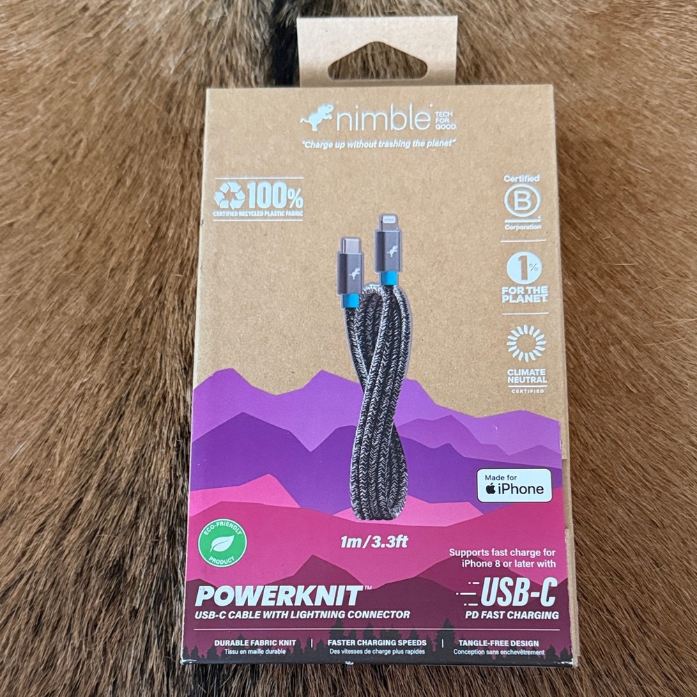 PowerKnit USB-C to Lightning Cable - Gray